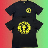 Corteiz U See It Yellow Round Logo Graphic Black T-Shirt (Front & Back Print)