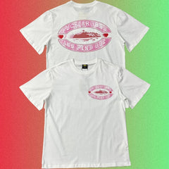 Corteiz "Fuck Around And Find Out" Pink Oval Ship Logo Graphic Black T-Shirt (Front & Back Print)