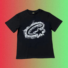 Corteiz Sketch Star C Logo Graphic Black T-Shirt