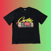 Corteiz Yellow Logo & Dynamite Bomb Graphic Black T-Shirt