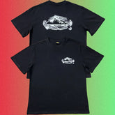 Corteiz Distressed Brush Island Logo Graphic Black T-Shirt (Front & Back Print)