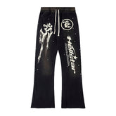 Hellstar Fleece Washed Graphic Sweatpants (Black)