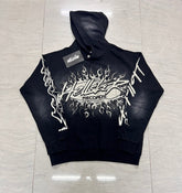 HELLSTAR Records Vintage Wash Flame Graphic Hoodie