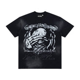 Hellstar Vintage Wash Skull Graphic Oversized T-Shirt - Dark Acid Black