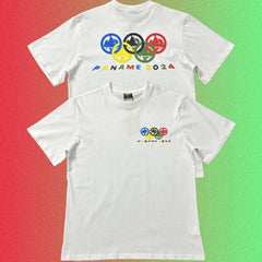 Corteiz Paname 2024 Olympic Rings Graphic Black T-Shirt (Front & Back Print)