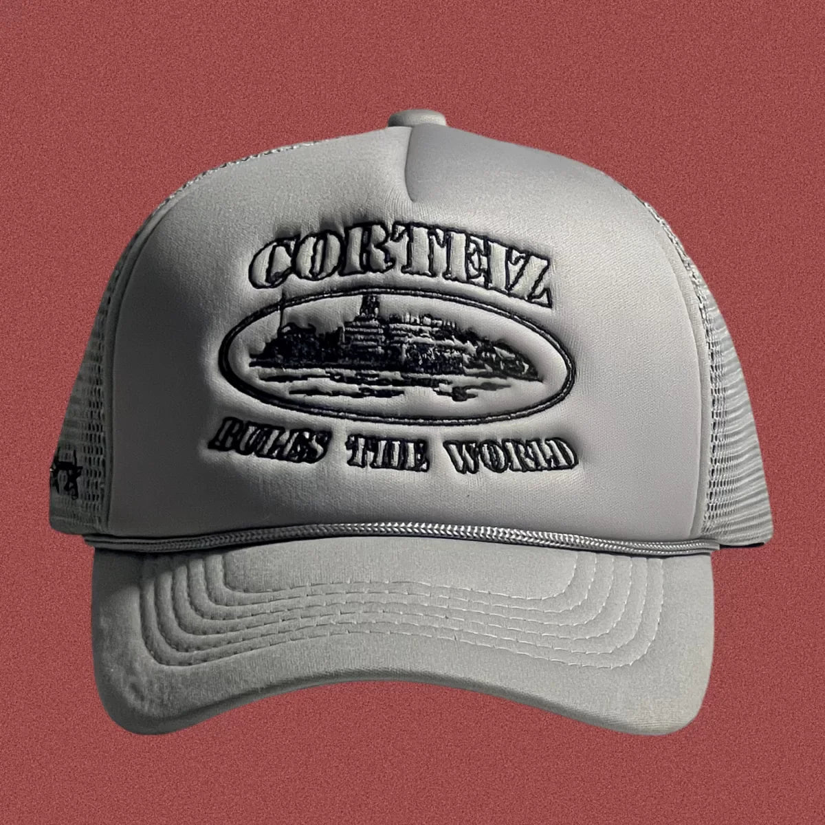 Corteiz Classic Oval Ship Logo Trucker Hat - Grey