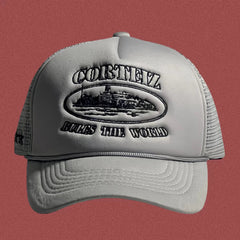 Corteiz Classic Oval Ship Logo Trucker Hat - Grey