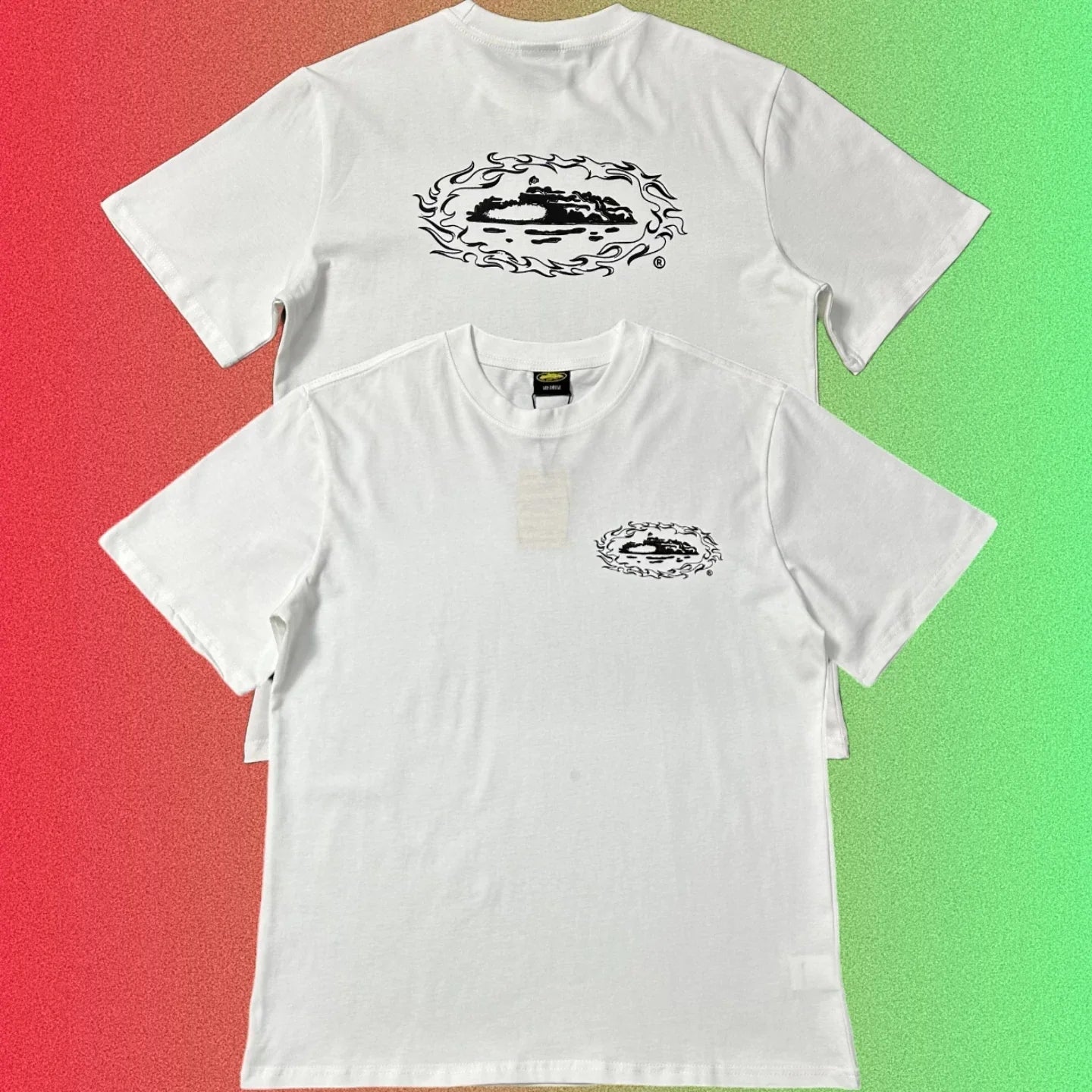 Corteiz Island Logo Graphic Black T-Shirt (Front & Back Print)