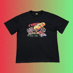Corteiz Racing Car Crash "Rules The World" Graphic Black T-Shirt