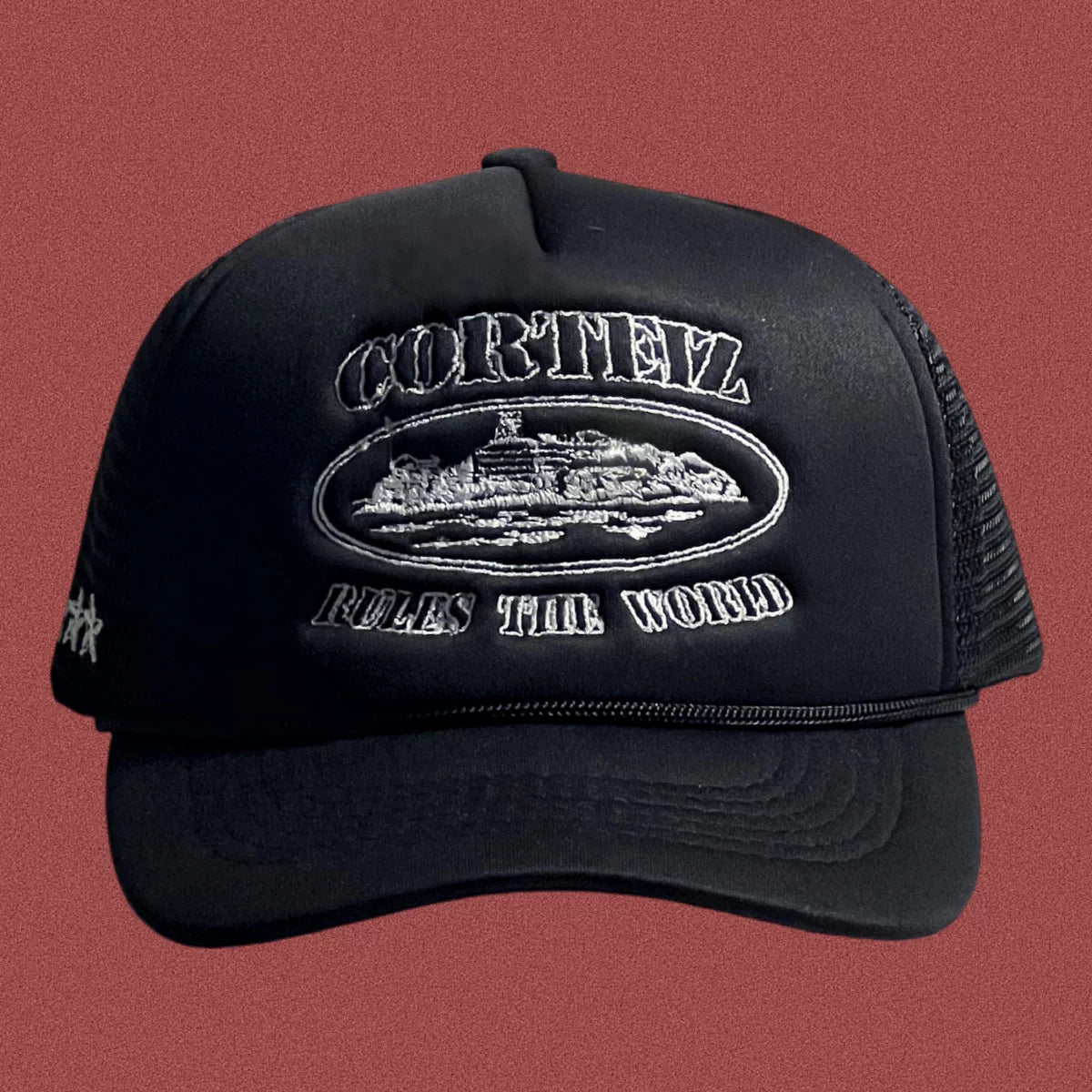 Corteiz Classic Oval Ship Logo Trucker Hat - Black