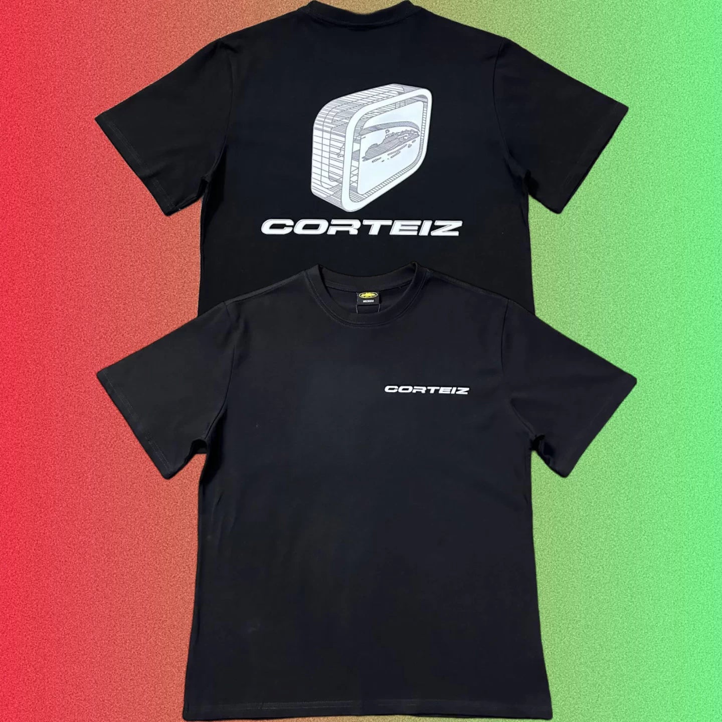 Corteiz 3D Retro Mac Computer Monitor Graphic Black T-Shirt (Front & Back Print)