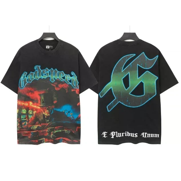 Godspeed Vintage Washed Skeleton Baseball Player T-Shirt