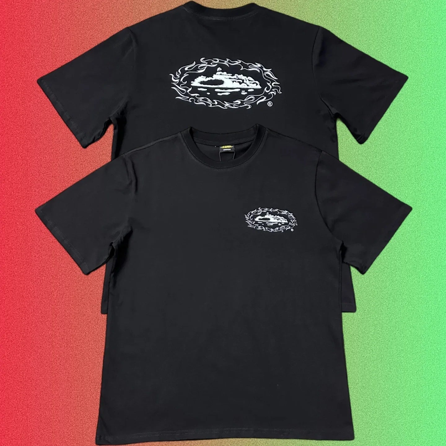 Corteiz Island Logo Graphic Black T-Shirt (Front & Back Print)