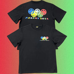 Corteiz Paname 2024 Olympic Rings Graphic Black T-Shirt (Front & Back Print)