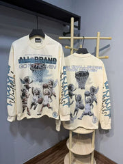 Hellstar Angel Basketball Graphic Long Sleeve Tee - Off-White