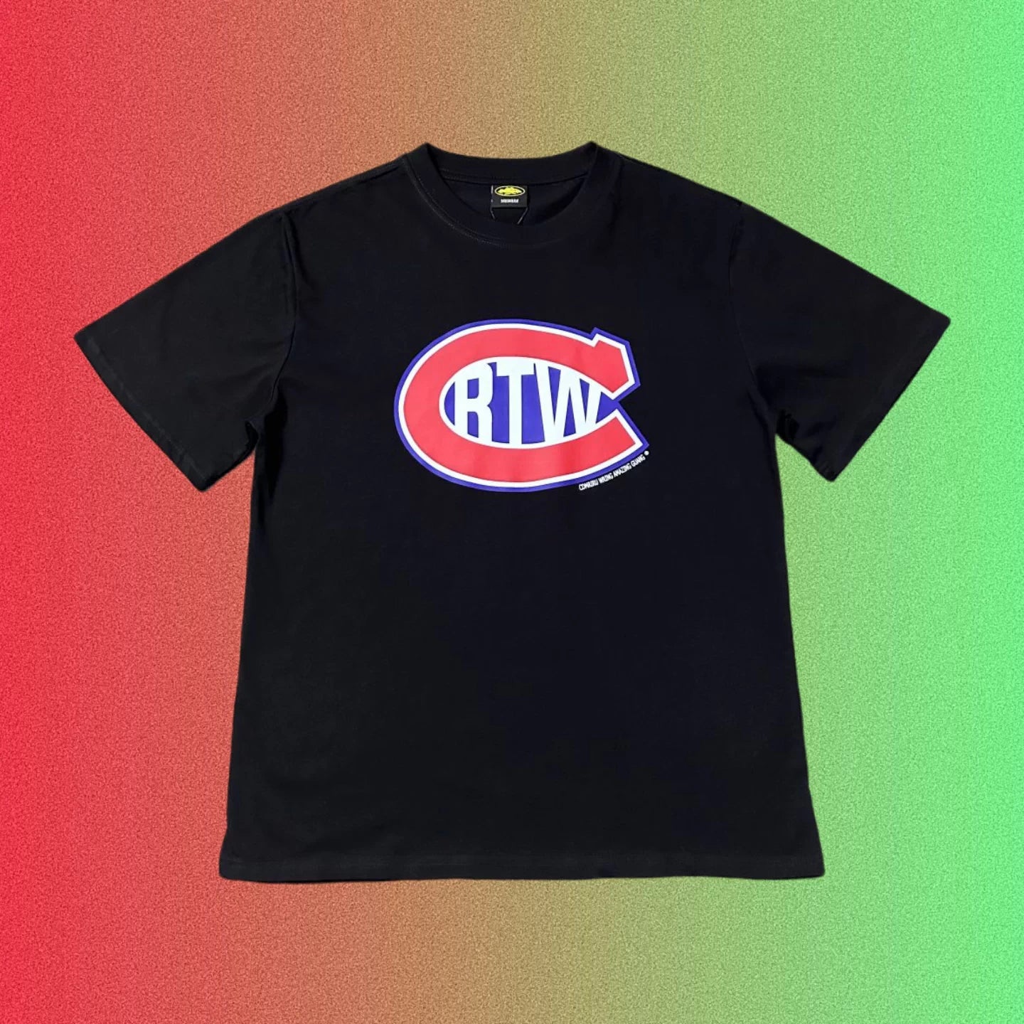 Corteiz Blue Cursive Star Script Logo Graphic Black T-Shirt