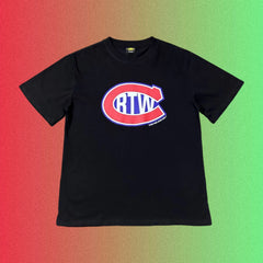 Corteiz Blue Cursive Star Script Logo Graphic Black T-Shirt