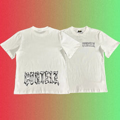 Corteiz Gothic Font Logo Black T-Shirt (Front & Back Print)