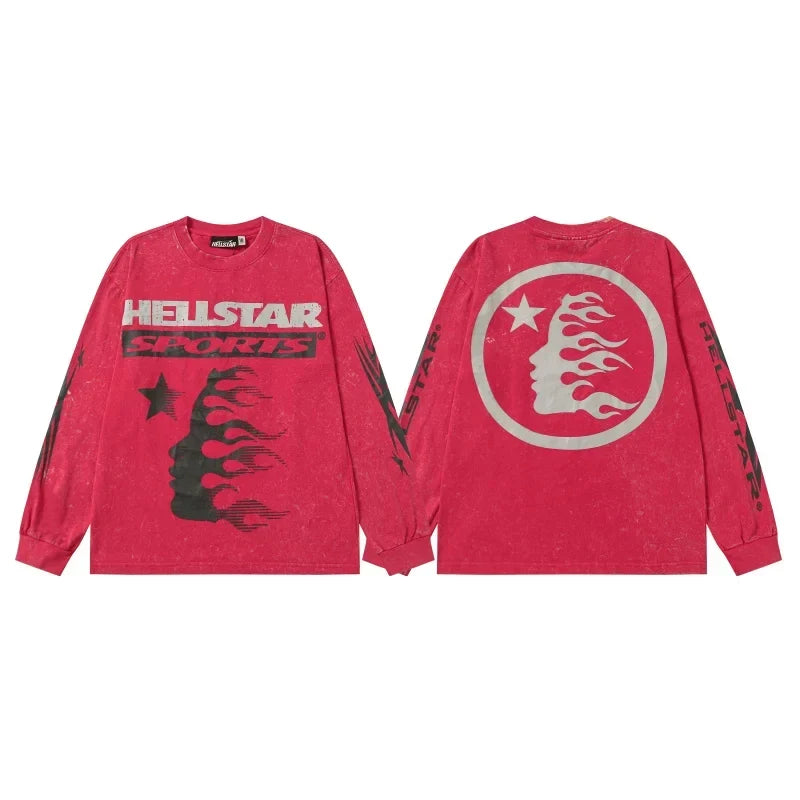 Hellstar Sports Vintage Wash Long Sleeve Tee - Red