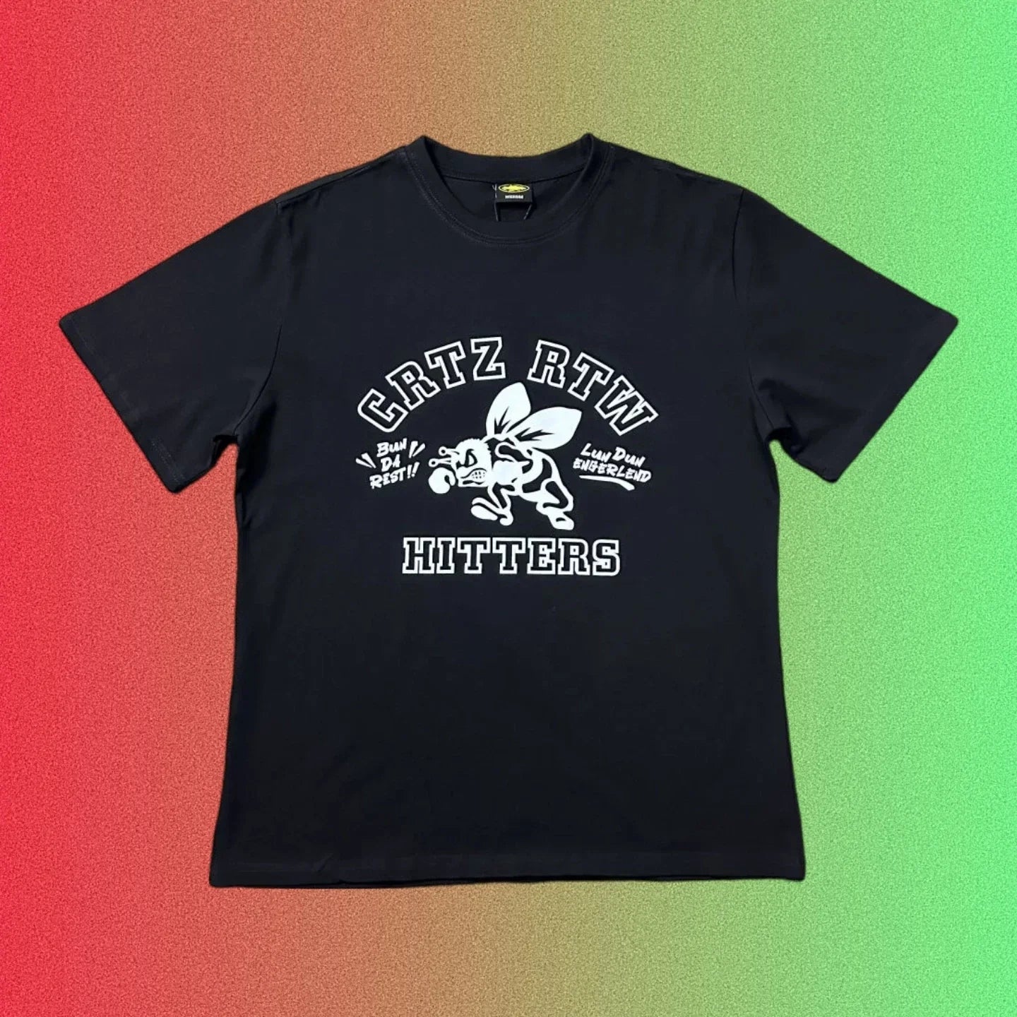 Corteiz Alcatraz Island Logo Graphic Black T-Shirt (Front & Back Print)