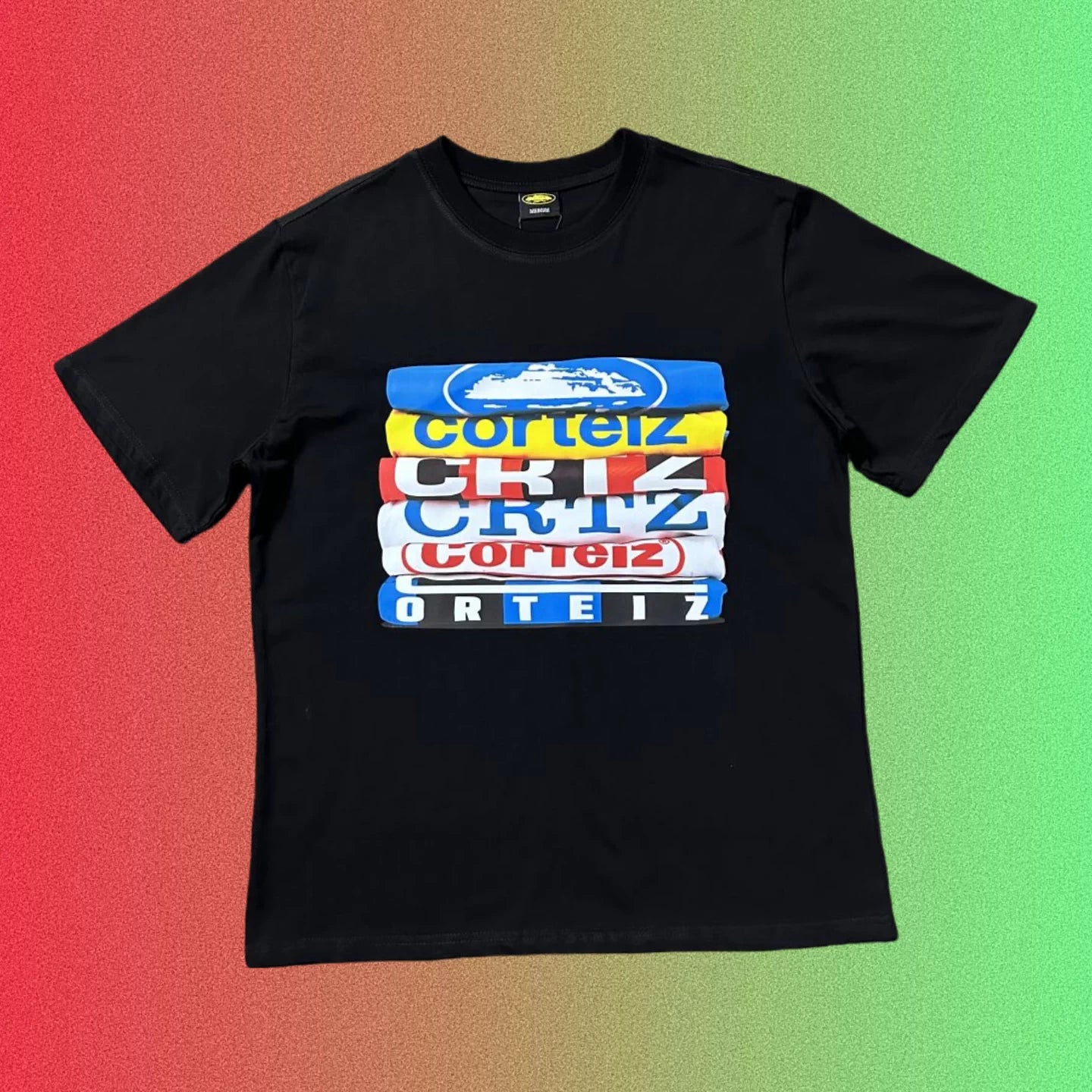 Corteiz Multi-Logo T-Shirt Stack Graphic Black T-Shirt