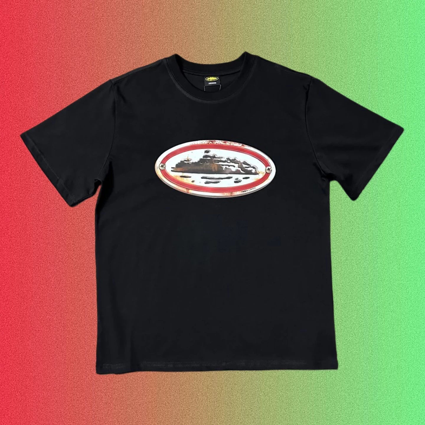 Corteiz Vintage Oval Ship Logo Graphic Black T-Shirt