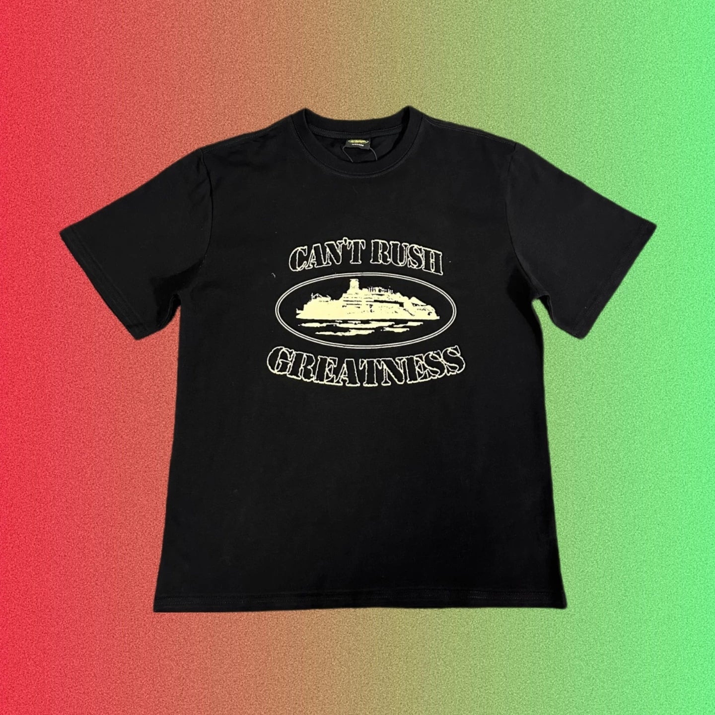 Corteiz Can't Rush Greatness Island Graphic Black T-Shirt