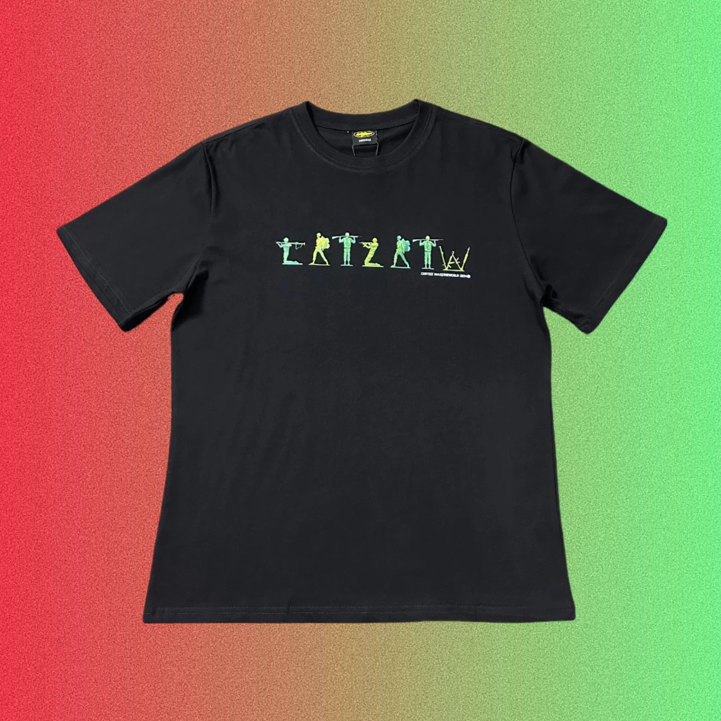 Corteiz Gradient Silhouette Logo "CRTZ RTW" Black T-Shirt