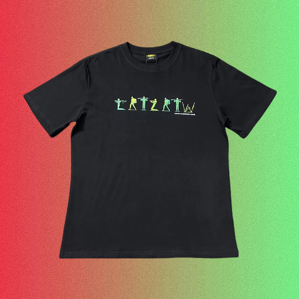 Corteiz Gradient Silhouette Logo "CRTZ RTW" Black T-Shirt