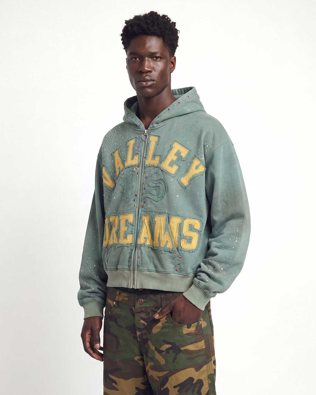 Vale Forever Bank Zip Up Hoodie Green