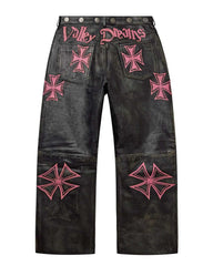 Vale Forever Croxxx Leather Pants Bubblegum Black/Pink