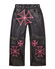 Vale Forever Croxxx Leather Pants Bubblegum Black/Pink