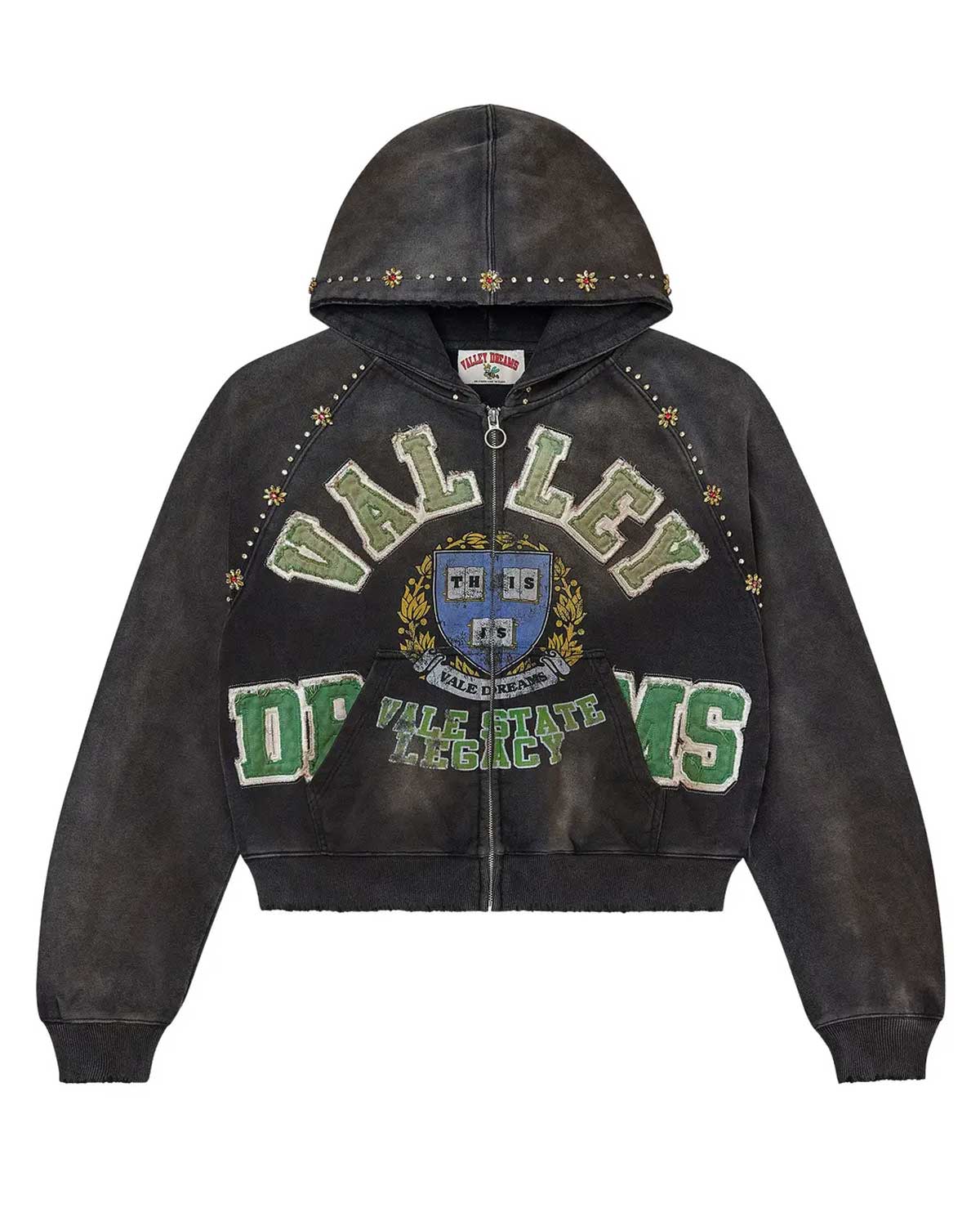 Vale Forever Gem Zip Up Hoodie Black
