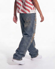 Vale Forever Iced Out Denim Pants Blue