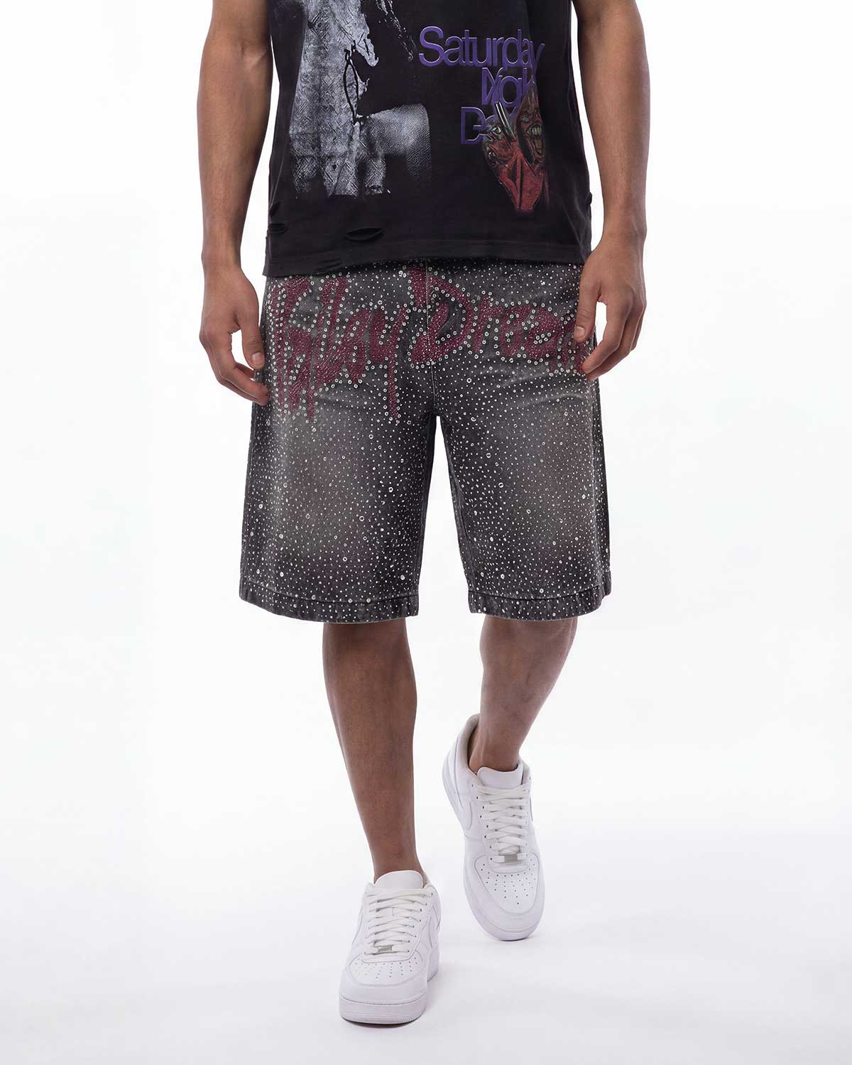 Vale Forever Iced Out Jorts Black