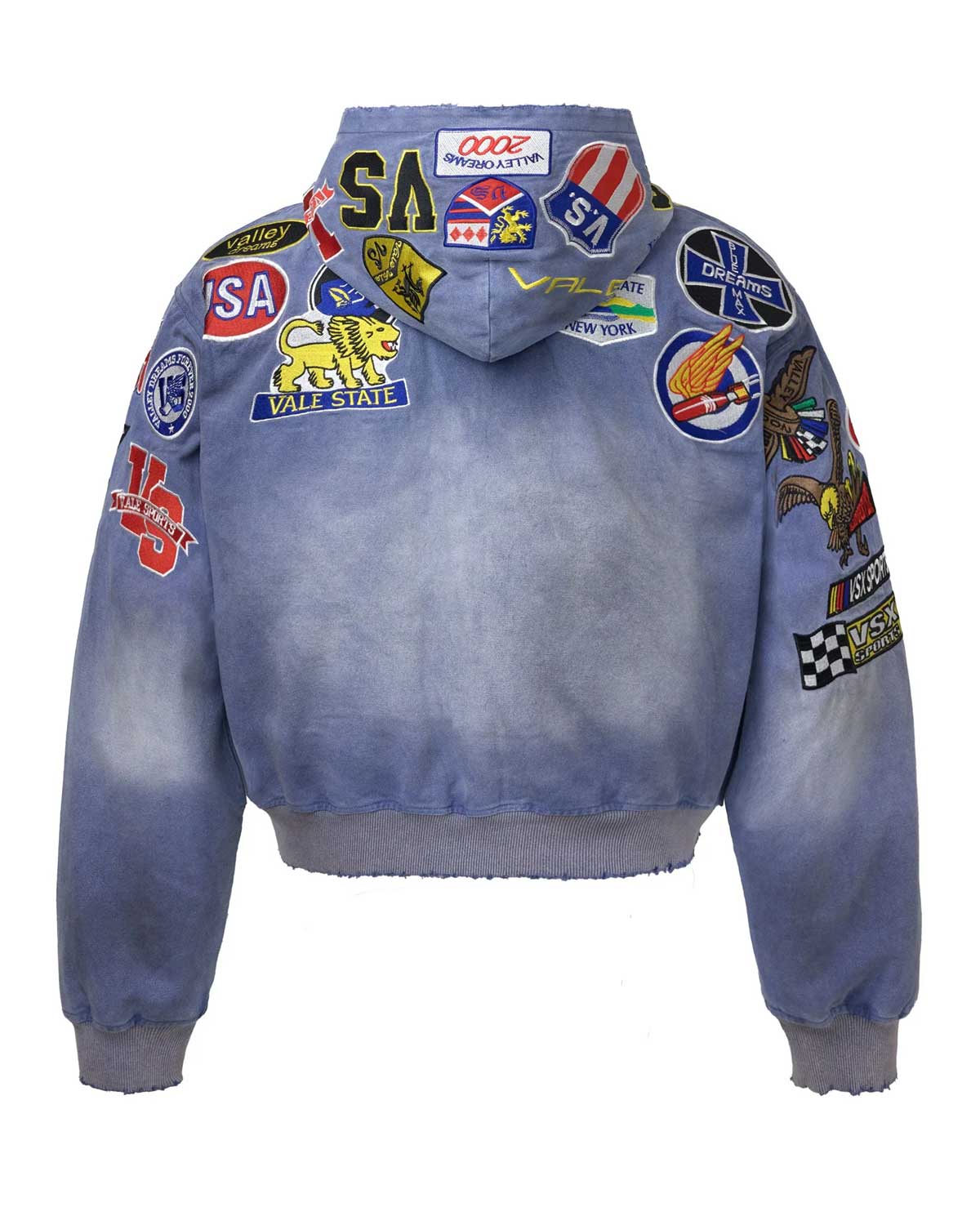 Vale Forever Passport Zip Up Denim Jacket Blue
