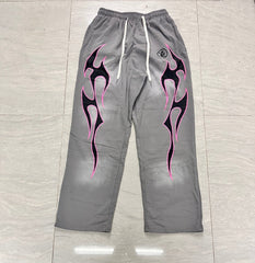 HELLSTAR Pink Flame Graphic Vintage Wash Sweatpants